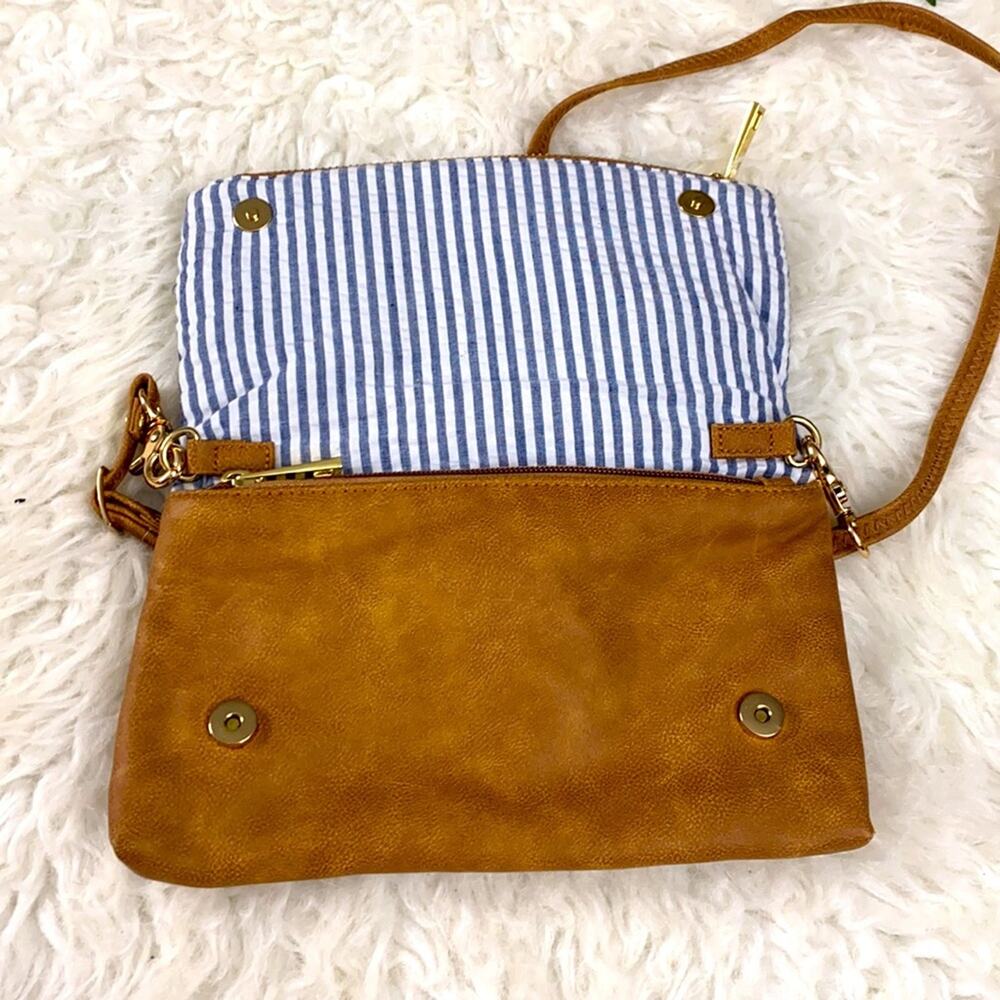 VINTAGE Unbraded Cute faux leather crossbody bag STRIPES - Picture 4 of 8